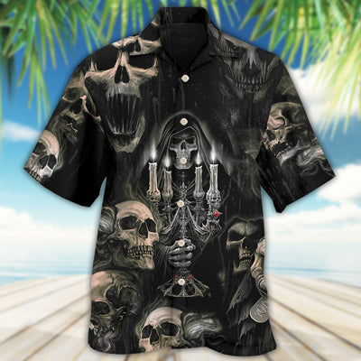 Skull Horror Skull Movies - Hawaiian Shirt - Owls Matrix LTD
