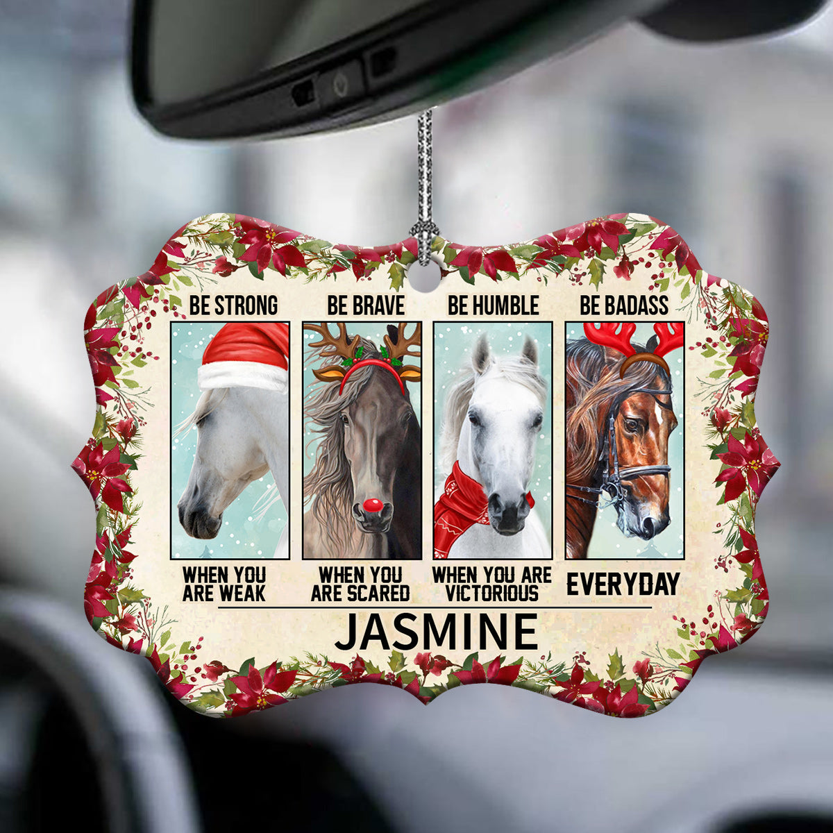 Horse Be Strong Be Brave Be Humble Be Badass Personalized - Horizontal Ornament - Owls Matrix LTD