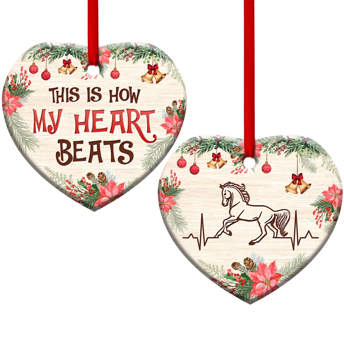 Horse This Is How My Heart Beats - Heart Ornament - Owls Matrix LTD