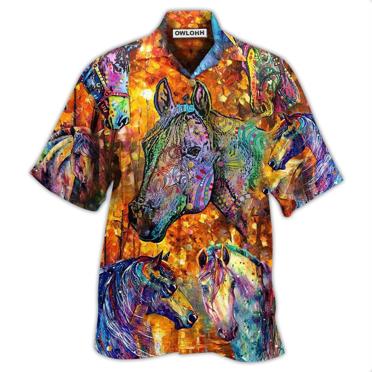 Hawaiian Shirt / Adults / S Horse Better With A Horse Color Painting - Hawaiian Shirt - Owls Matrix LTD