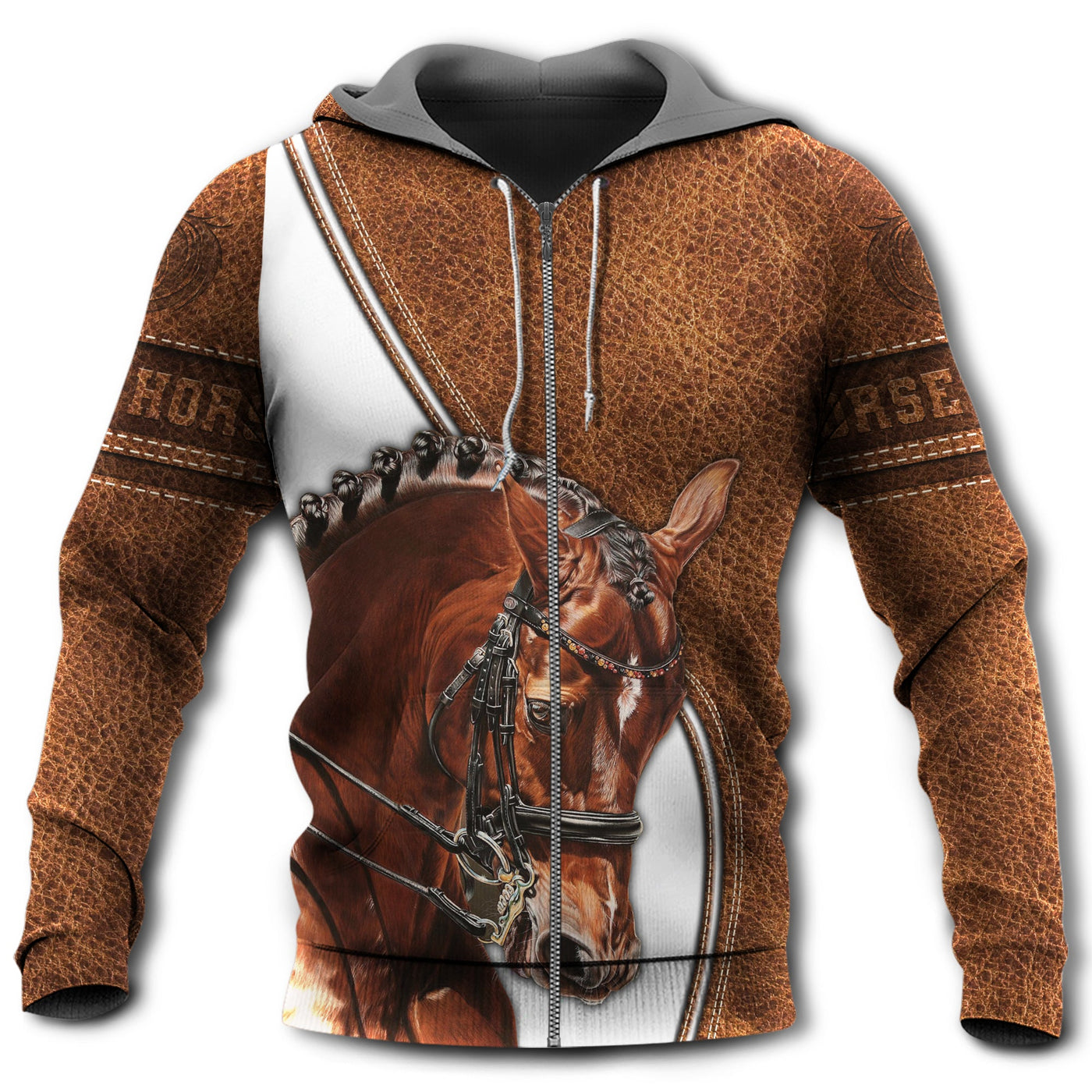 Zip Hoodie / S Horse Cool Leather Style - Hoodie - Owls Matrix LTD