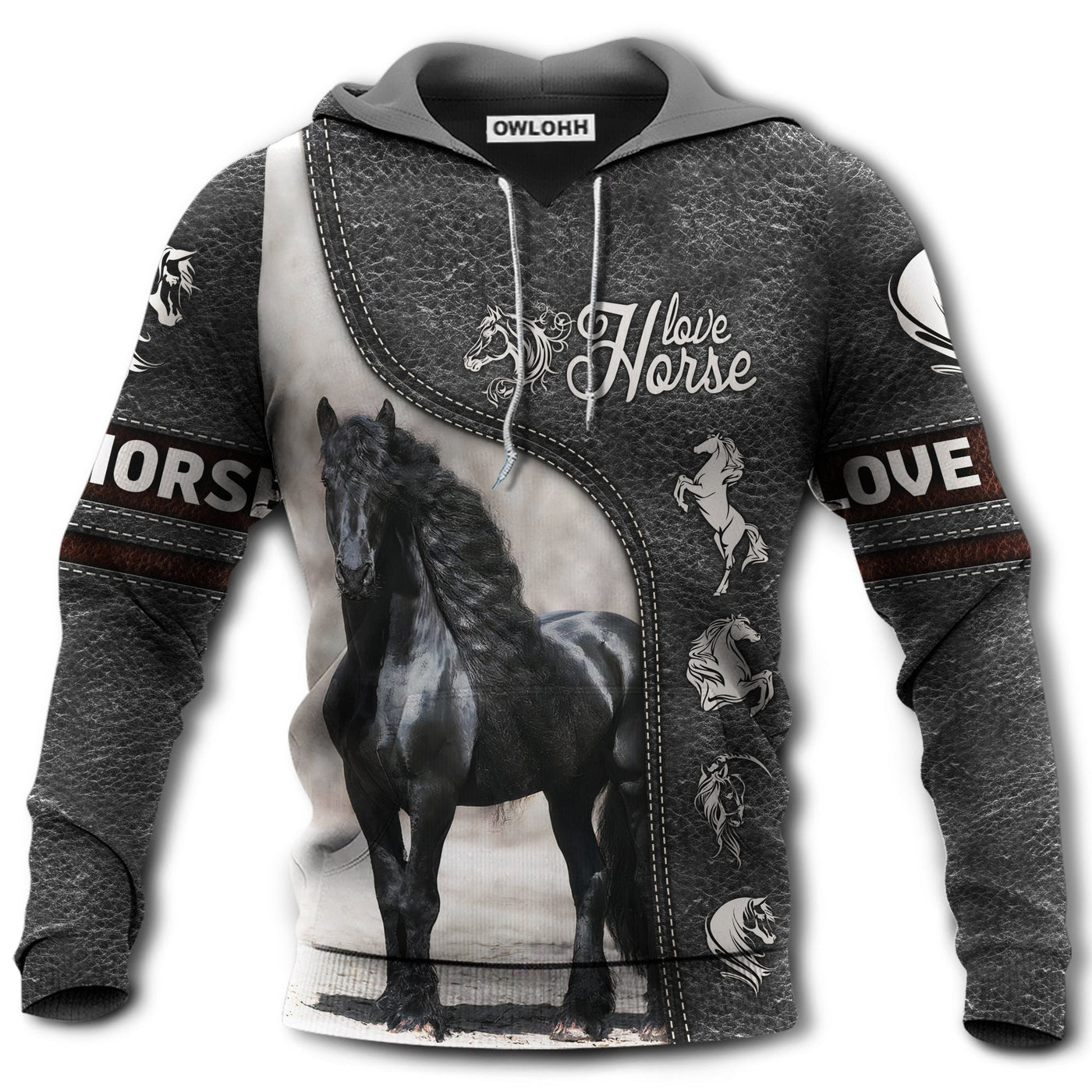 Unisex Hoodie / S Horse Friesian Horse Love Black Style Classic Style - Hoodie - Owls Matrix LTD