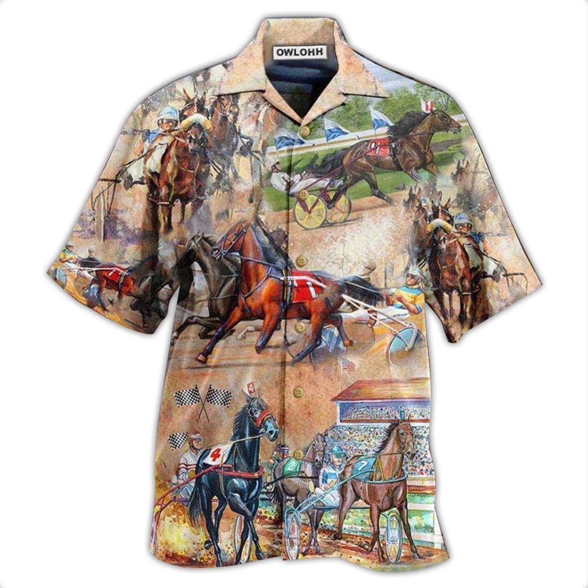 Hawaiian Shirt / Adults / S Horse Harness Racing On With Passion - Hawaiian Shirt - Owls Matrix LTD