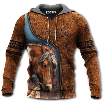 Unisex Hoodie / S Horse Love Forever Leather Style - Hoodie - Owls Matrix LTD