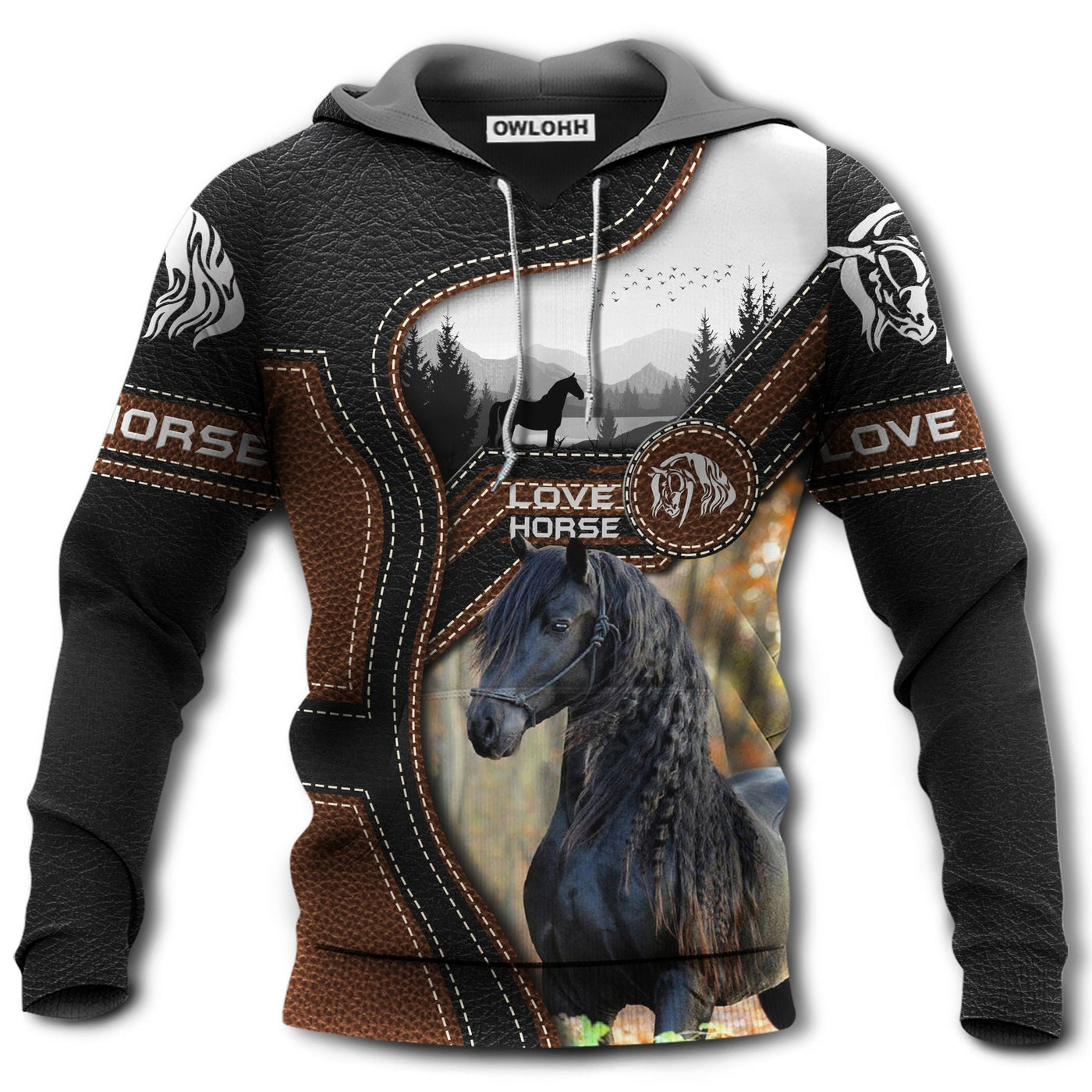 Unisex Hoodie / S Horse Love Horse Forest - Hoodie - Owls Matrix LTD
