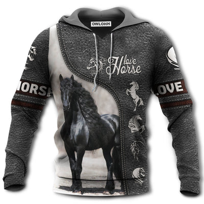 Unisex Hoodie / S Horse Love Strong Black - Hoodie - Owls Matrix LTD