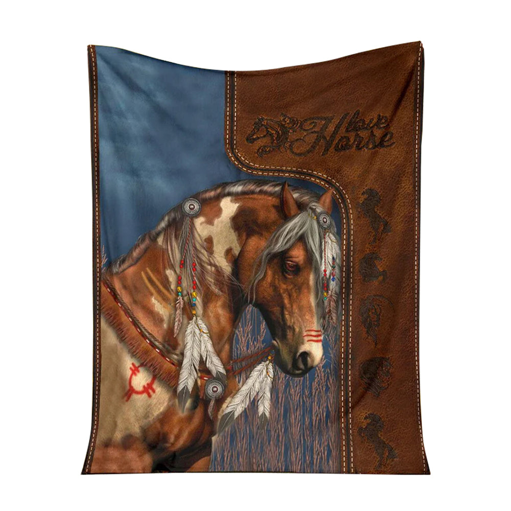 50" x 60" Horse Lovers Horse Pattern - Flannel Blanket - Owls Matrix LTD