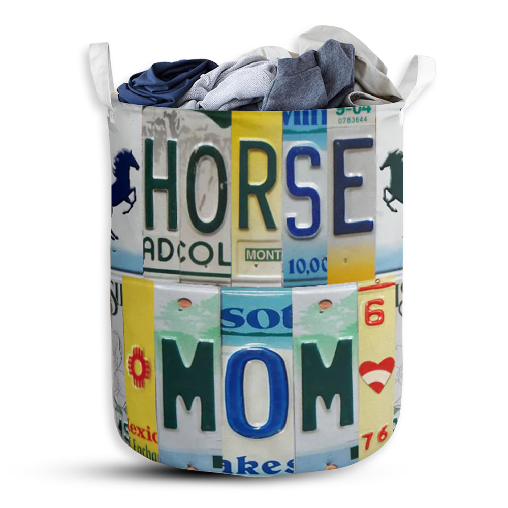 Horse Mom Live Love License Plate - Laundry Basket - Owls Matrix LTD