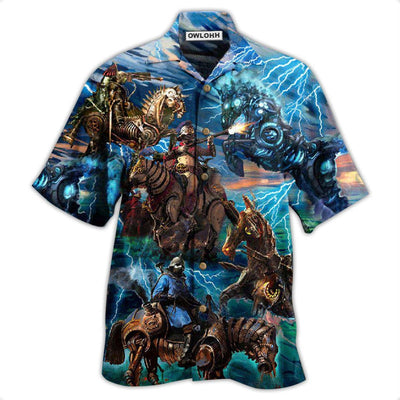 Hawaiian Shirt / Adults / S Horse Steampunk Mechanical - Hawaiian Shirt - Owls Matrix LTD