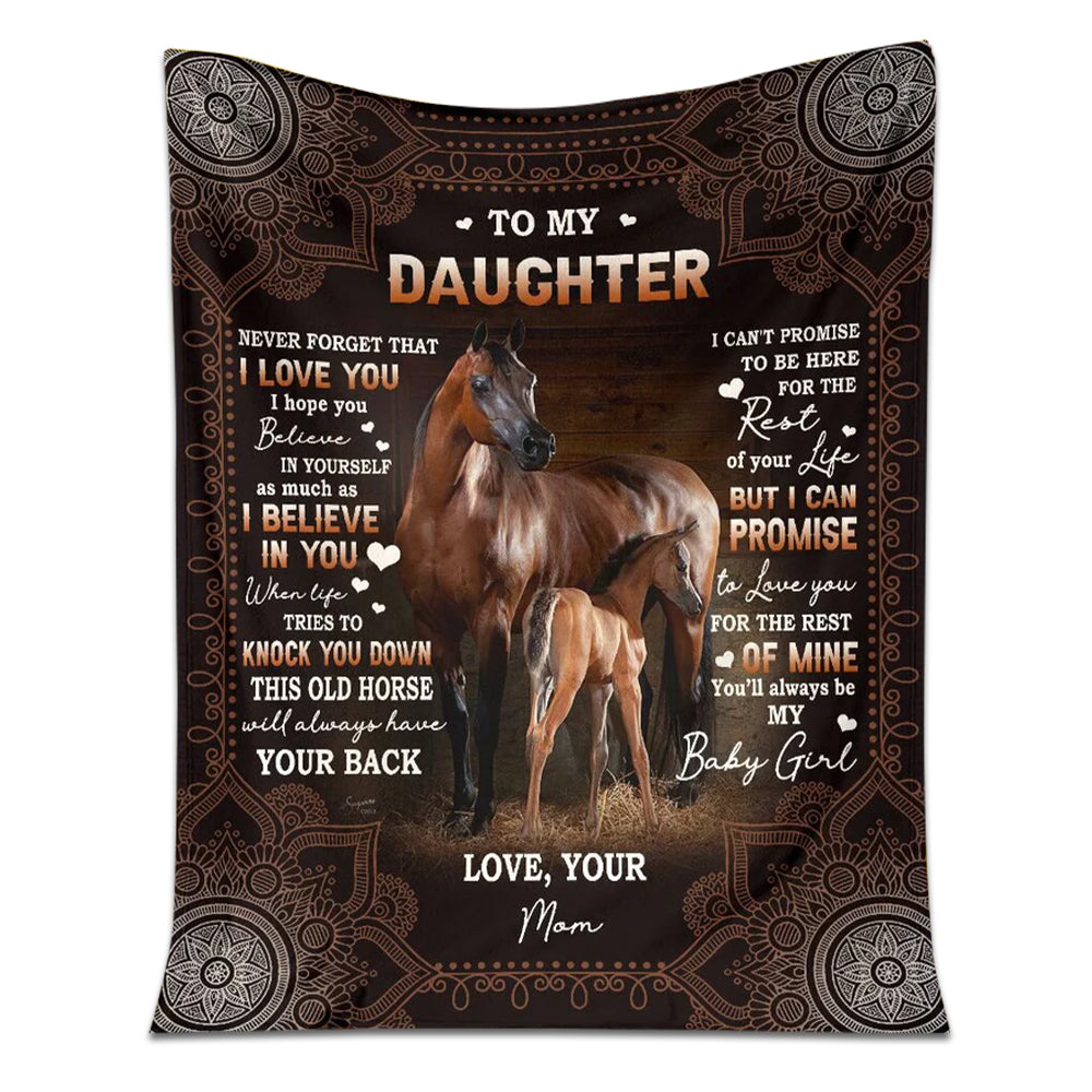 50" x 60" Horse To My Daughter Horse Brown Style - Flannel Blanket - Owls Matrix LTD