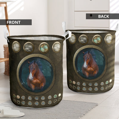 Horse And Broken Hole - Laundry Basket - Owls Matrix LTD