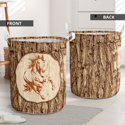Horse Bark Wood Awesome - Laundry Basket - Owls Matrix LTD