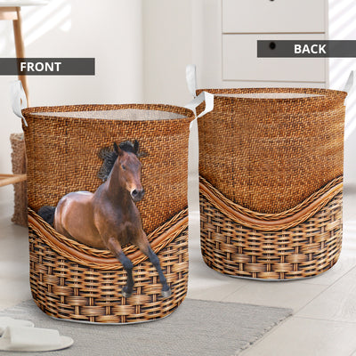 Horse Rattan Teaxture Type - Laundry Basket - Owls Matrix LTD