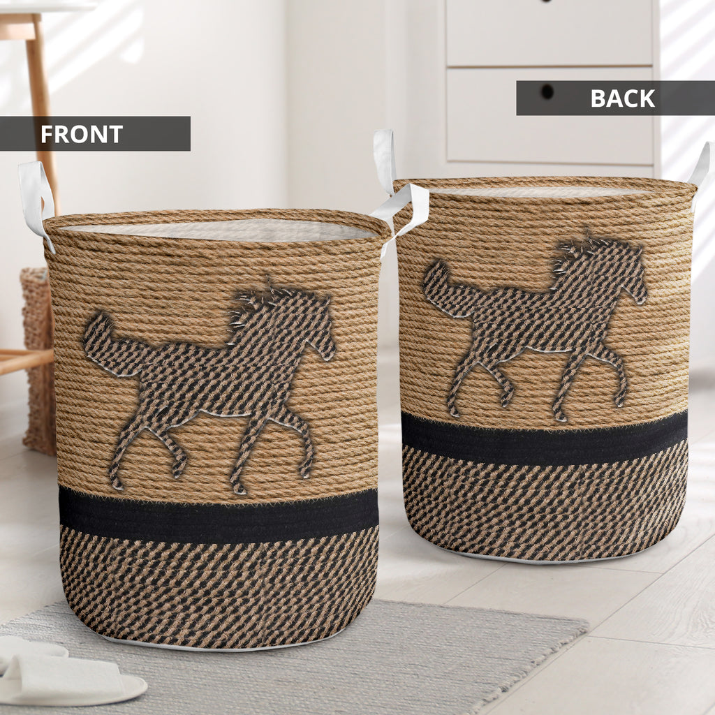 Horse Rope Wallpaper Black And Yellow - Laundry Basket - Owls Matrix LTD