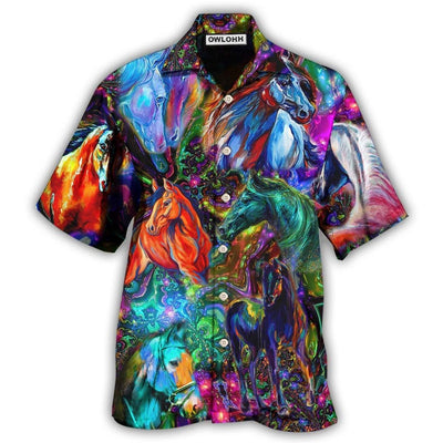 Hawaiian Shirt / Adults / S Horse Colorful In Life - Hawaiian Shirt - Owls Matrix LTD