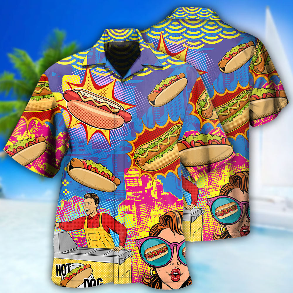 Hot Dog Pop Art Cool - Hawaiian Shirt - Owls Matrix LTD