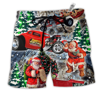 Beach Short / Adults / S Hot Rod Merry Christmas Red Style - Beach Short - Owls Matrix LTD