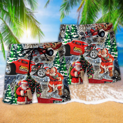 Hot Rod Merry Christmas Red Style - Beach Short - Owls Matrix LTD