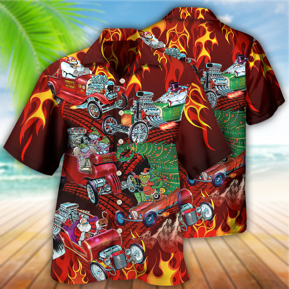 Hot Rod Merry Christmas Red Style - Hawaiian Shirt - Owls Matrix LTD