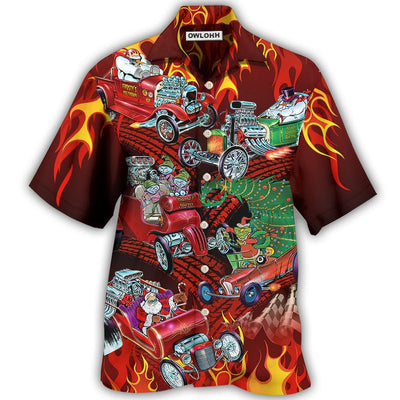 Hawaiian Shirt / Adults / S Hot Rod Merry Christmas Red Style - Hawaiian Shirt - Owls Matrix LTD