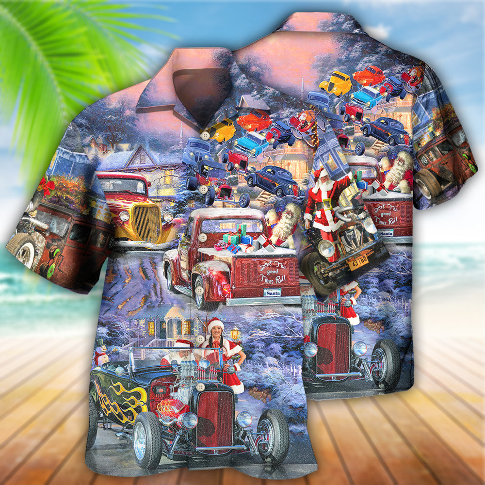 Hot Rod Merry Christmas Snow - Hawaiian Shirt - Owls Matrix LTD
