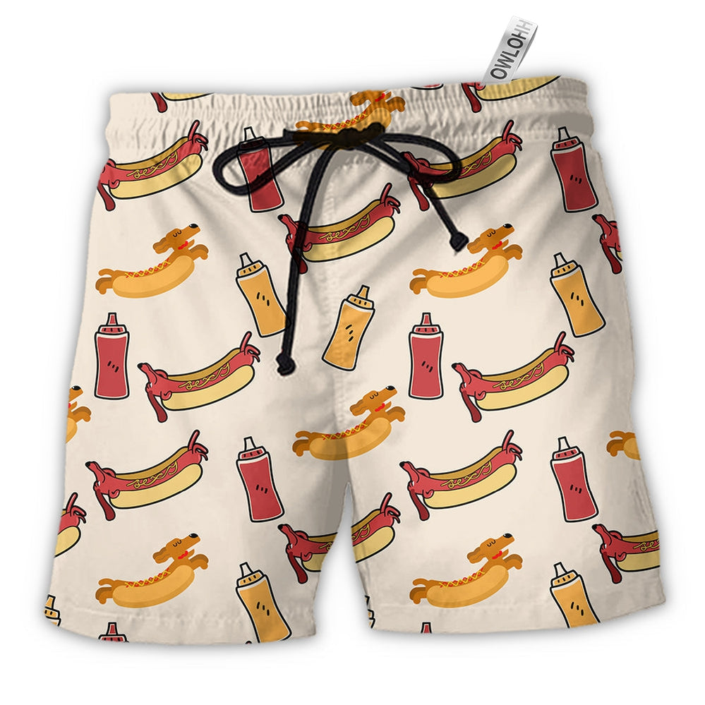 Beach Short / Adults / S Hot Dog Funny Cool - Beach Short - Owls Matrix LTD
