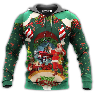 Unisex Hoodie / S Hot Rod Merry Christmas Love Santa Claus - Hoodie - Owls Matrix LTD