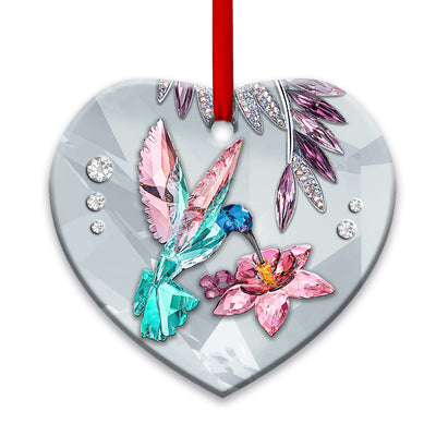 Hummingbird Crystal So Colorful - Heart Ornament - Owls Matrix LTD