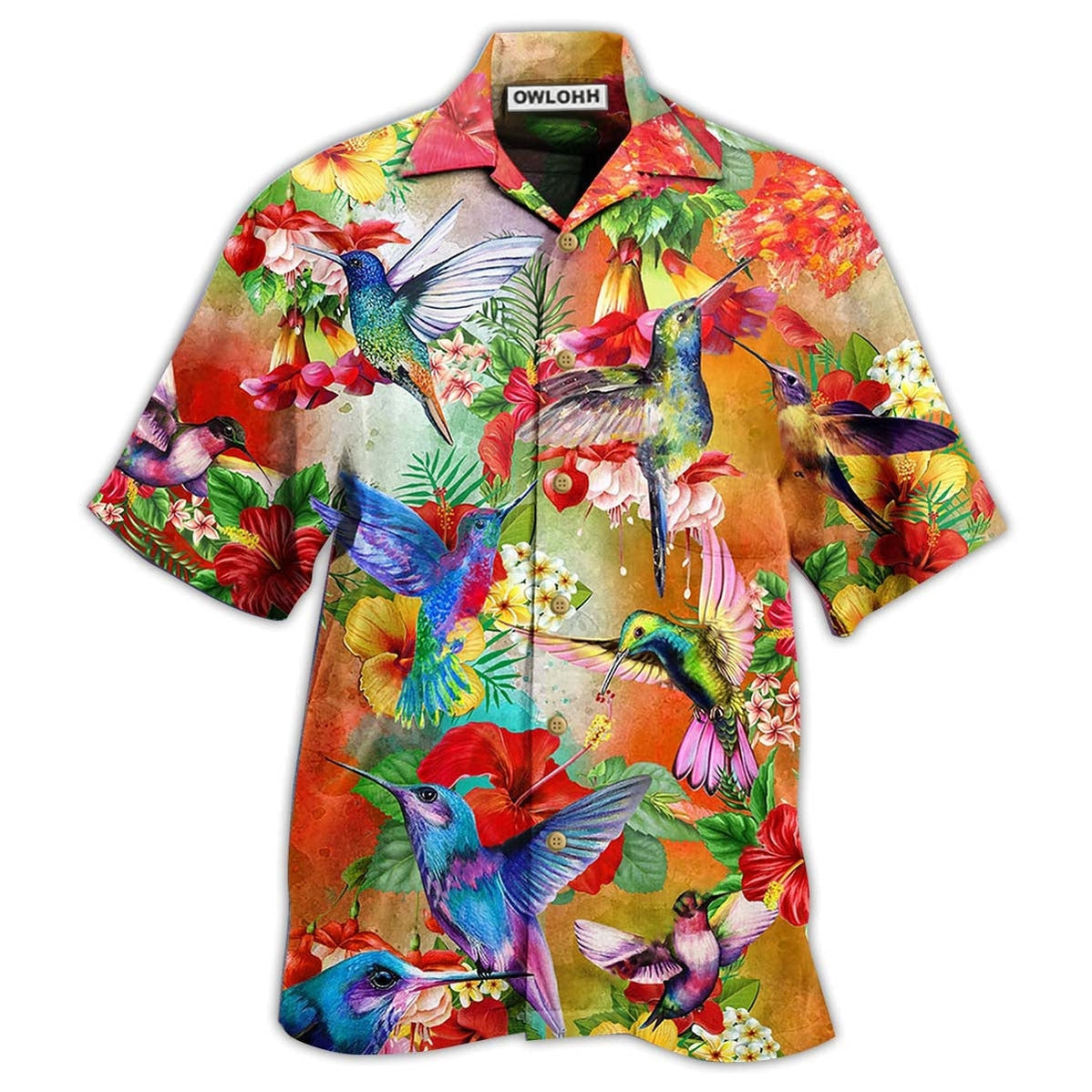 Hawaiian Shirt / Adults / S Hummingbird Love Flowers In Garden - Hawaiian Shirt - Owls Matrix LTD