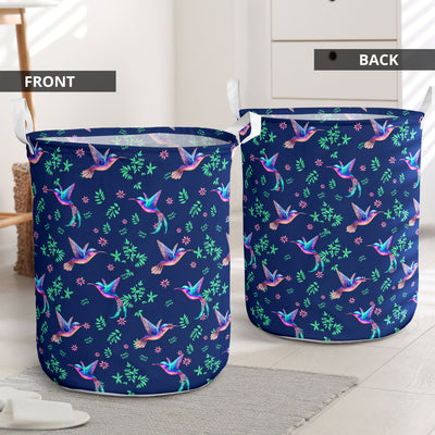 Hummingbird Flower Pattern - Laundry Basket - Owls Matrix LTD