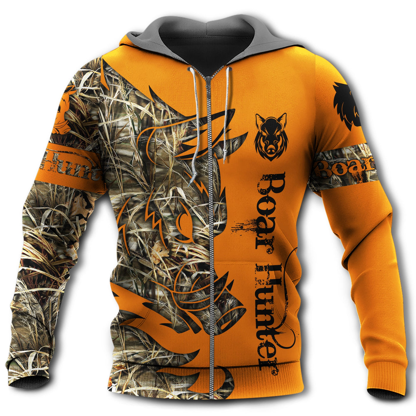 Zip Hoodie / S Hunting Boar Legend Orange - Hoodie - Owls Matrix LTD