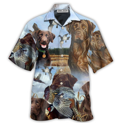 Hawaiian Shirt / Adults / S Hunting Chocolate Labrador Retriever Hunting Blue Sky - Hawaiian Shirt - Owls Matrix LTD