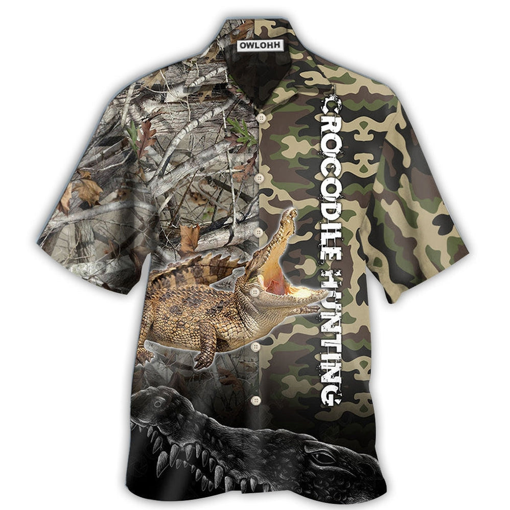 Hawaiian Shirt / Adults / S Hunting Crocodile Hunting Camo - Hawaiian Shirt - Owls Matrix LTD