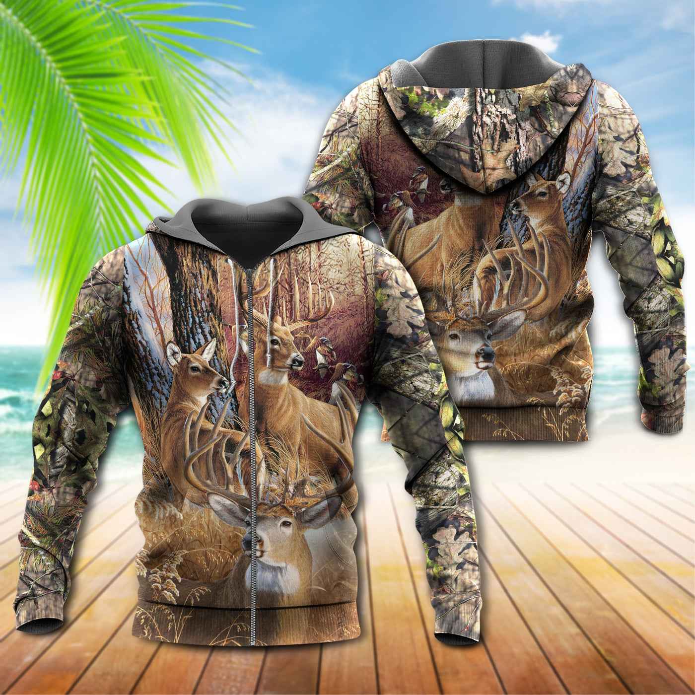 Hunting Deer Autumn Style With Forest Style - Hoodie - Owls Matrix LTD