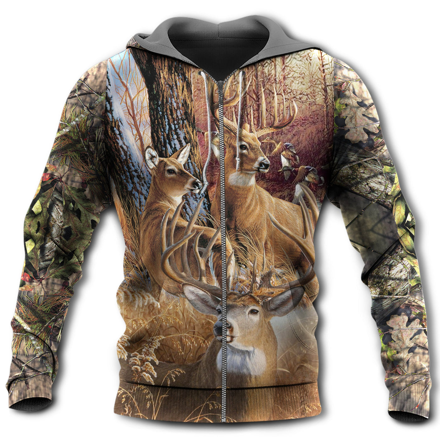 Zip Hoodie / S Hunting Deer Autumn Style With Forest Style - Hoodie - Owls Matrix LTD