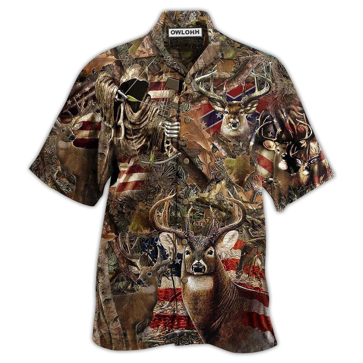 Hawaiian Shirt / Adults / S Hunting Deer Loves Forest America - Hawaiian Shirt - Owls Matrix LTD