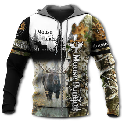 Zip Hoodie / S Hunting Moose Legend Unique - Hoodie - Owls Matrix LTD
