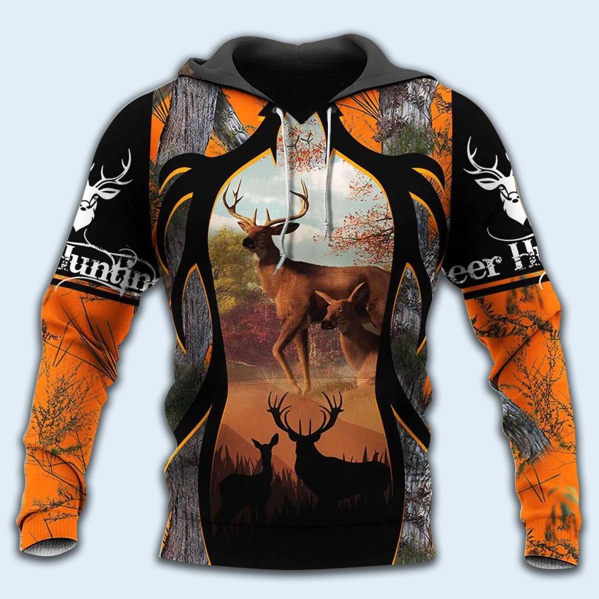 Unisex Hoodie / S Hunting Deer Black And Orange Style - Hoodie - Owls Matrix LTD