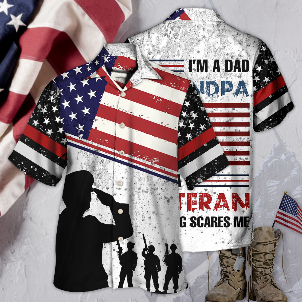 Veteran I Am A Dad Grandpa And A Veteran With Usa Flag - Hawaiian Shirt - Owls Matrix LTD