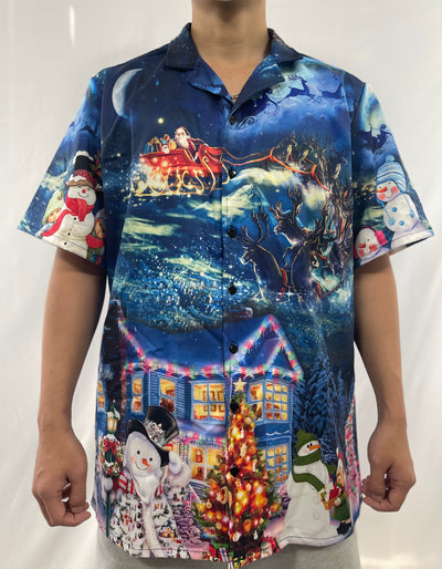 Christmas Santa Claus Family In Love Light Art Style - Hawaiian Shirt - Owls Matrix LTD