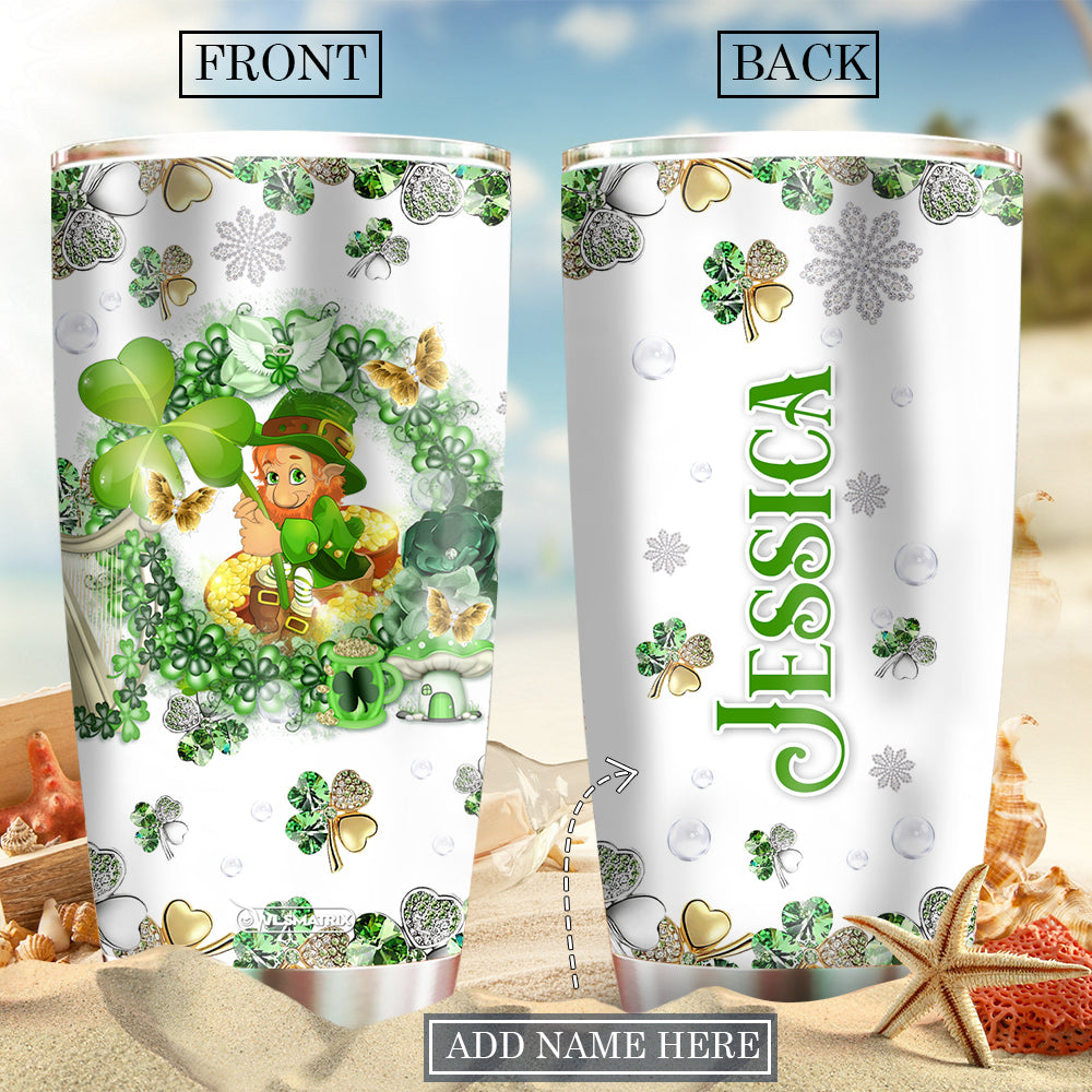 Irish Lucky With Four-Leaf Clover Personalized - Tumbler - Owls Matrix LTD