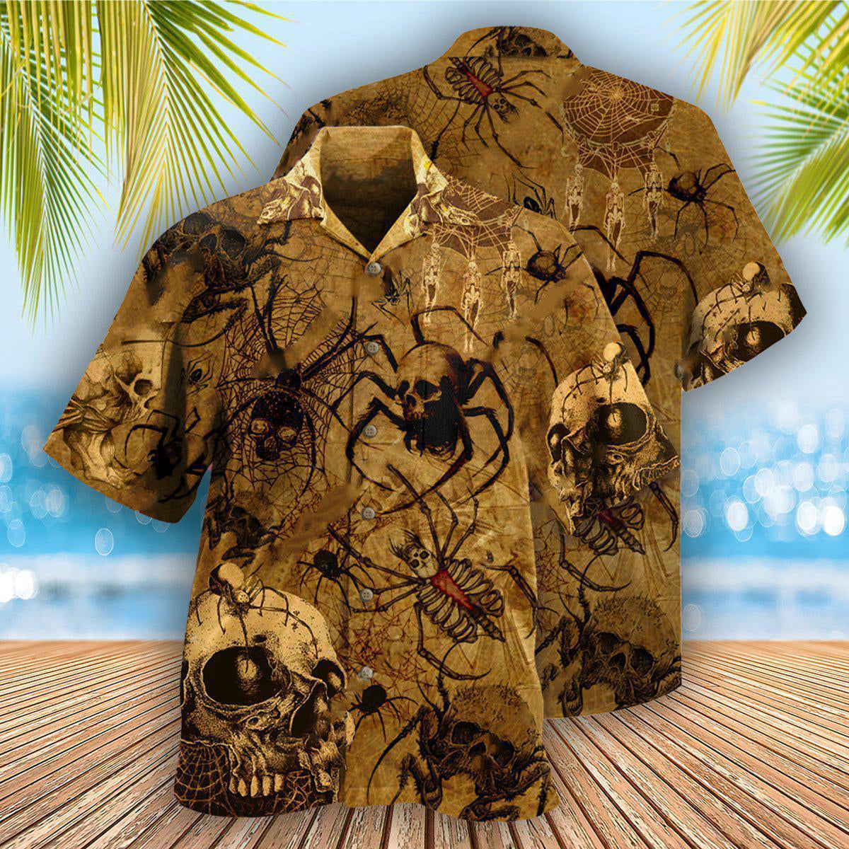 Skull Im Only Here For The Spiders - Hawaiian Shirt - Owls Matrix LTD