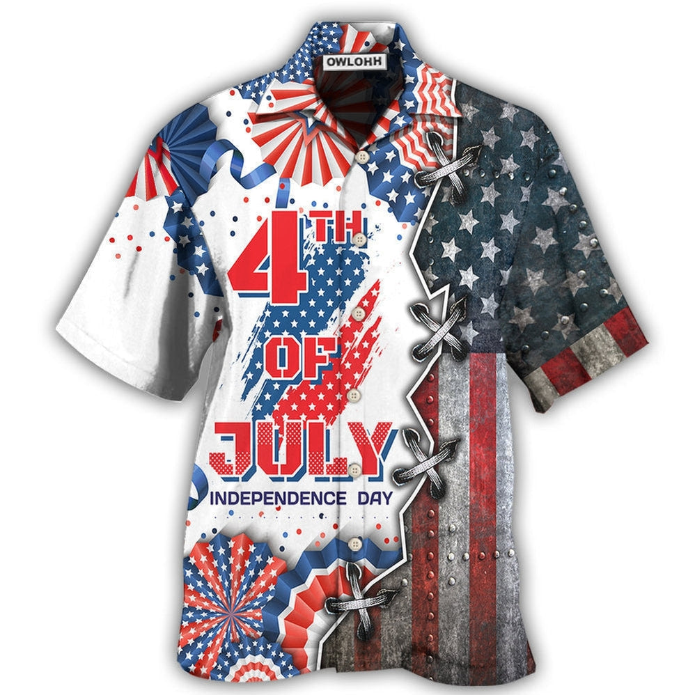 Hawaiian Shirt / Adults / S America Independence Day Happy Day - Hawaiian Shirt - Owls Matrix LTD