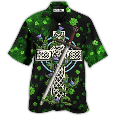 Hawaiian Shirt / Adults / S Irish Celtic Cross Irish By Blood - Hawaiian Shirt - Owls Matrix LTD
