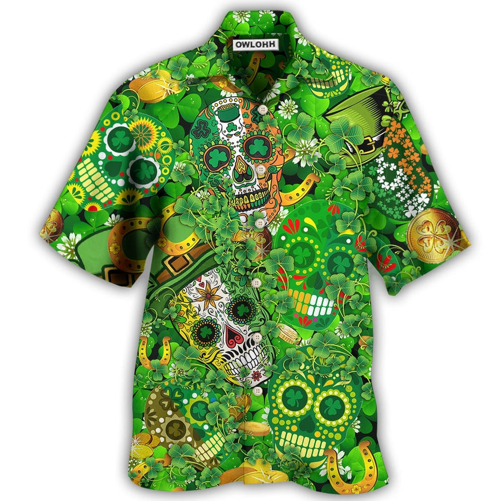 Hawaiian Shirt / Adults / S Irish Love Skull Happy And Gold - Hawaiian Shirt - Owls Matrix LTD