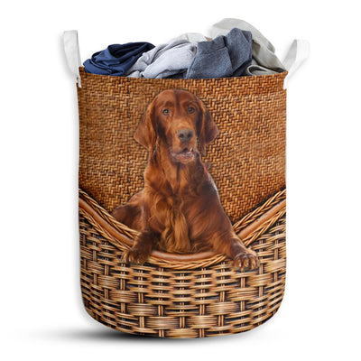 Irish Setter Dog Rattan Teaxture - Laundry Basket - Owls Matrix LTD