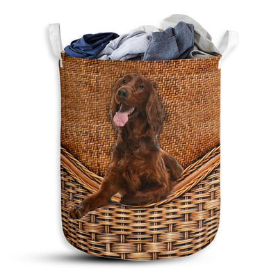Irish Setter Dog Love Life - Laundry Basket - Owls Matrix LTD