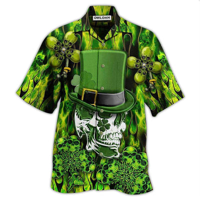 Hawaiian Shirt / Adults / S Irish Skull Enjoys Saint Patricks Day - Hawaiian Shirt - Owls Matrix LTD