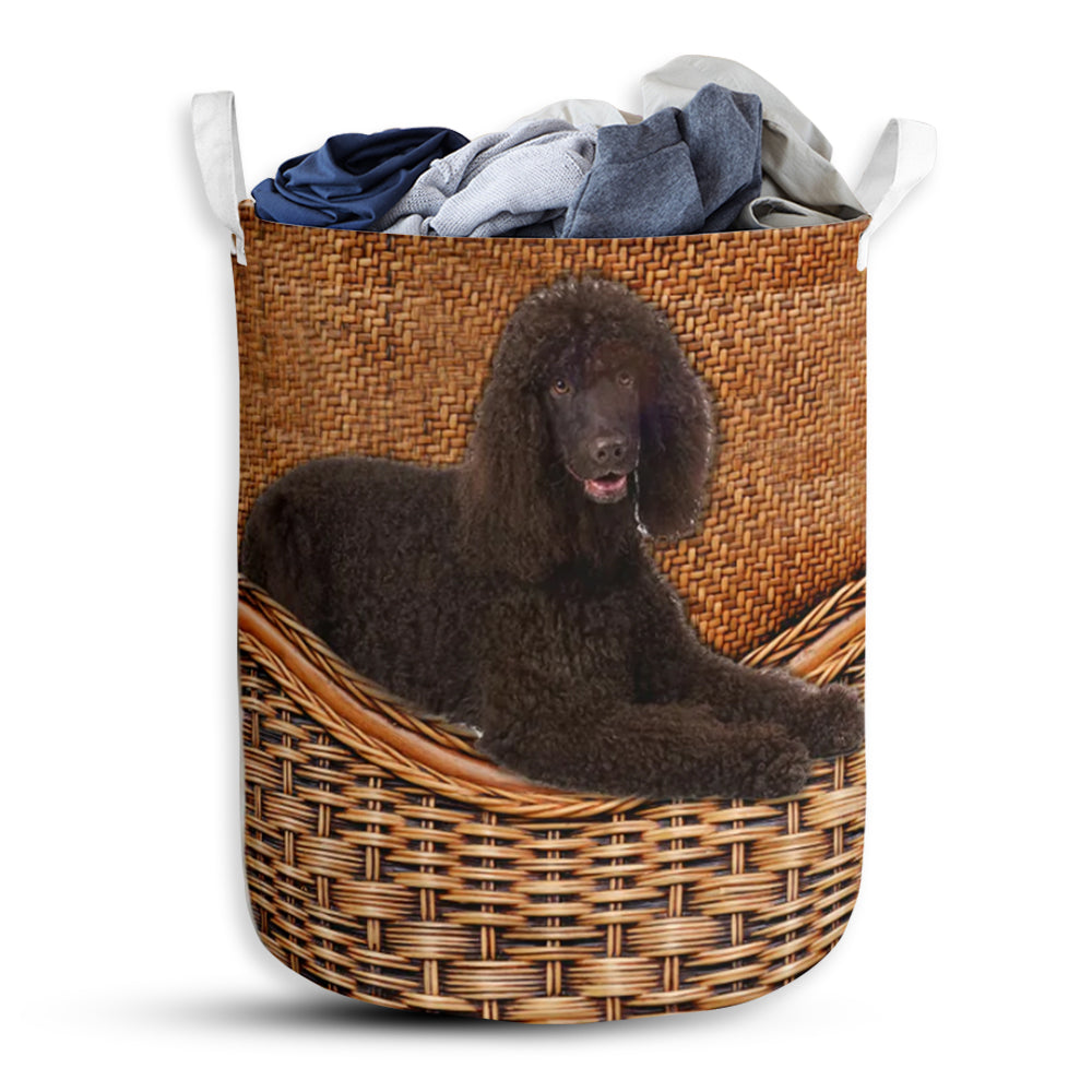 Irish Water Spaniel Dog Rattan Teaxture - Laundry Basket - Owls Matrix LTD