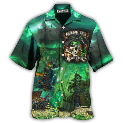 Hawaiian Shirt / Adults / S Irish Pirate Booze And Booty Beautiful - Hawaiian Shirt - Owls Matrix LTD